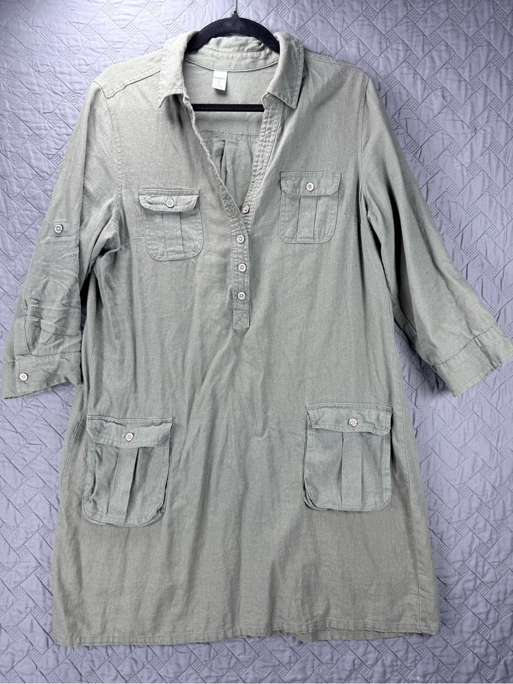 Light Sage Utility Shirt Dress - Old Navy